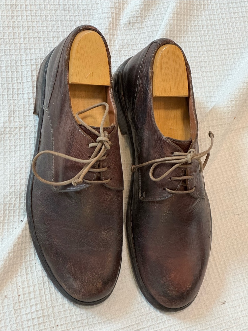 Offlicine Creative made in Italy Men's Brown Leather Lace-Up Dress Shoes
